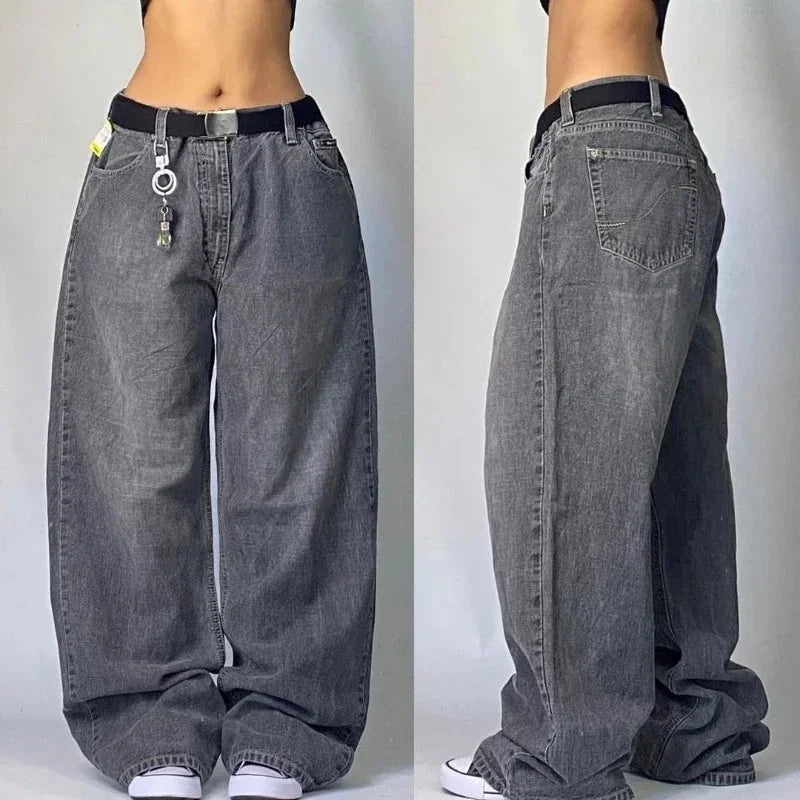 Y2K Fashion Baggy Jeans Denim Cargo Pants Womens Vintage Multi Pocket High Waist New Harajuku Gothic Wide Trouser Streetwear