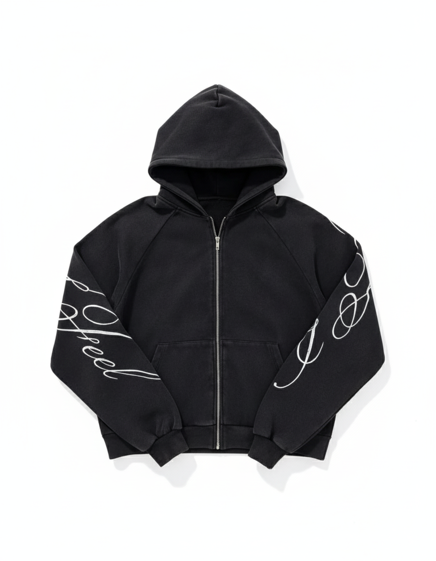 Y2K harajuku Gothic Letter Print Retro Fashion Men And Women Hoodie Hip-Hop Punk Style Black Oversized Zipper Sweatshirts