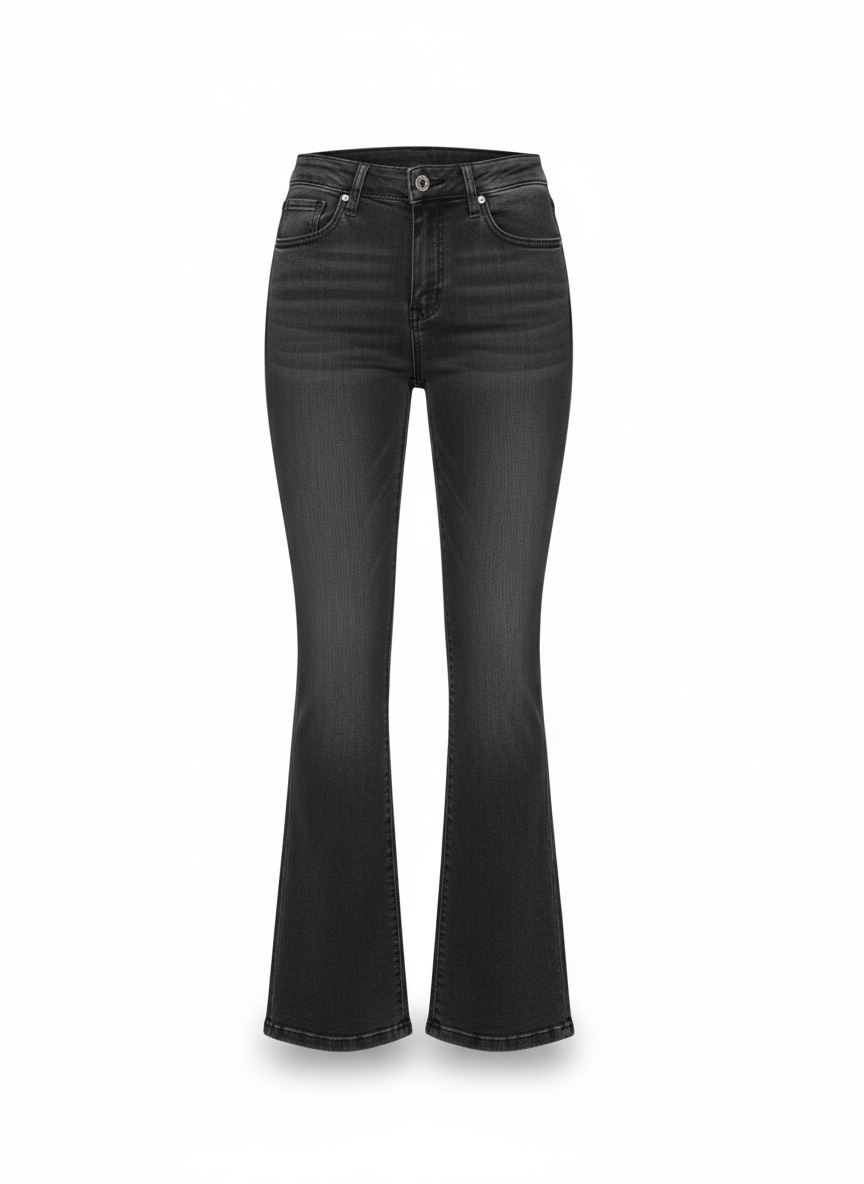 Women Flare Stretch Moustache Jeans Fashion Skinny Bell Bottom High Waist Gray Denim Pants Lady Classic Y2K Punk Long Trousers