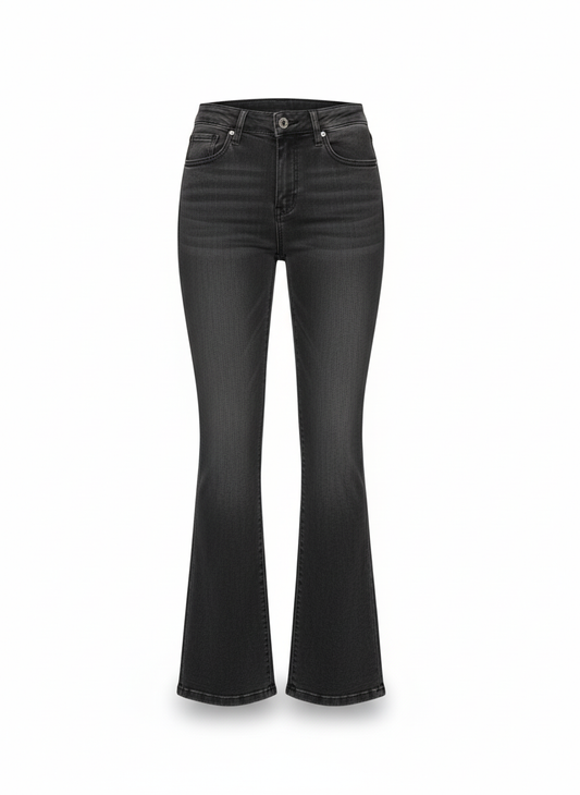 Women Flare Stretch Moustache Jeans Fashion Skinny Bell Bottom High Waist Gray Denim Pants Lady Classic Y2K Punk Long Trousers