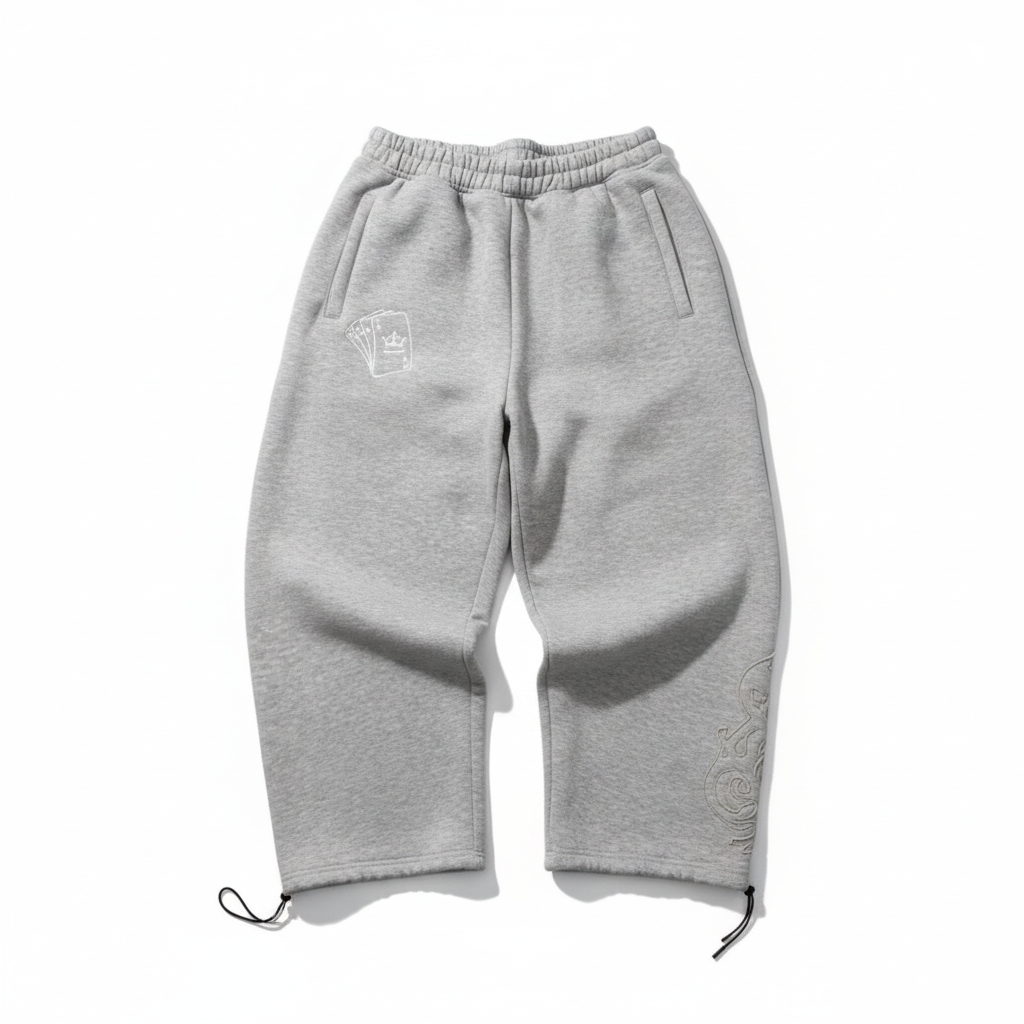 Y2K Double Waist Jogging Pants Poker Embroidery Pattern Sagging Pants Men Women Goth Hip Hop Streetwear Unisex Baggy Sweatpants