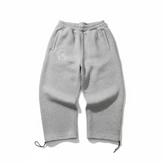 Y2K Double Waist Jogging Pants Poker Embroidery Pattern Sagging Pants Men Women Goth Hip Hop Streetwear Unisex Baggy Sweatpants