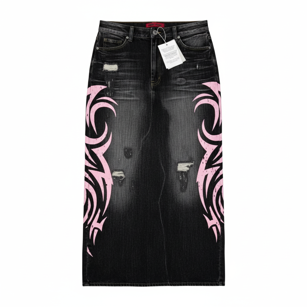 Y2K Pink Baggy Jeans Vintage Printing Pattern Washed Ripped Jeans Hip Hop Streetwear Harajuku Men Women Casual Wide Leg Jeans