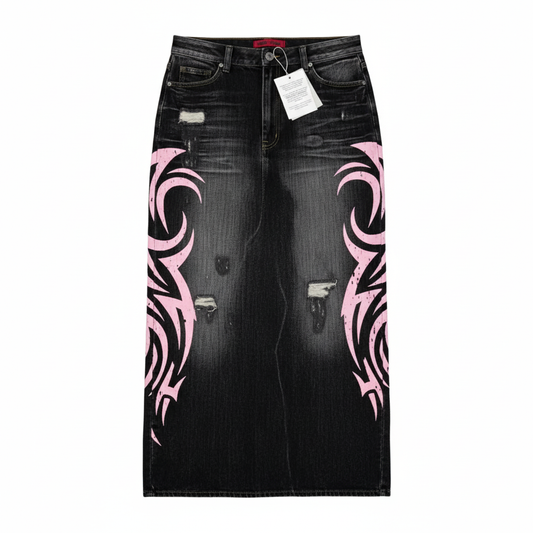 Y2K Pink Baggy Jeans Vintage Printing Pattern Washed Ripped Jeans Hip Hop Streetwear Harajuku Men Women Casual Wide Leg Jeans