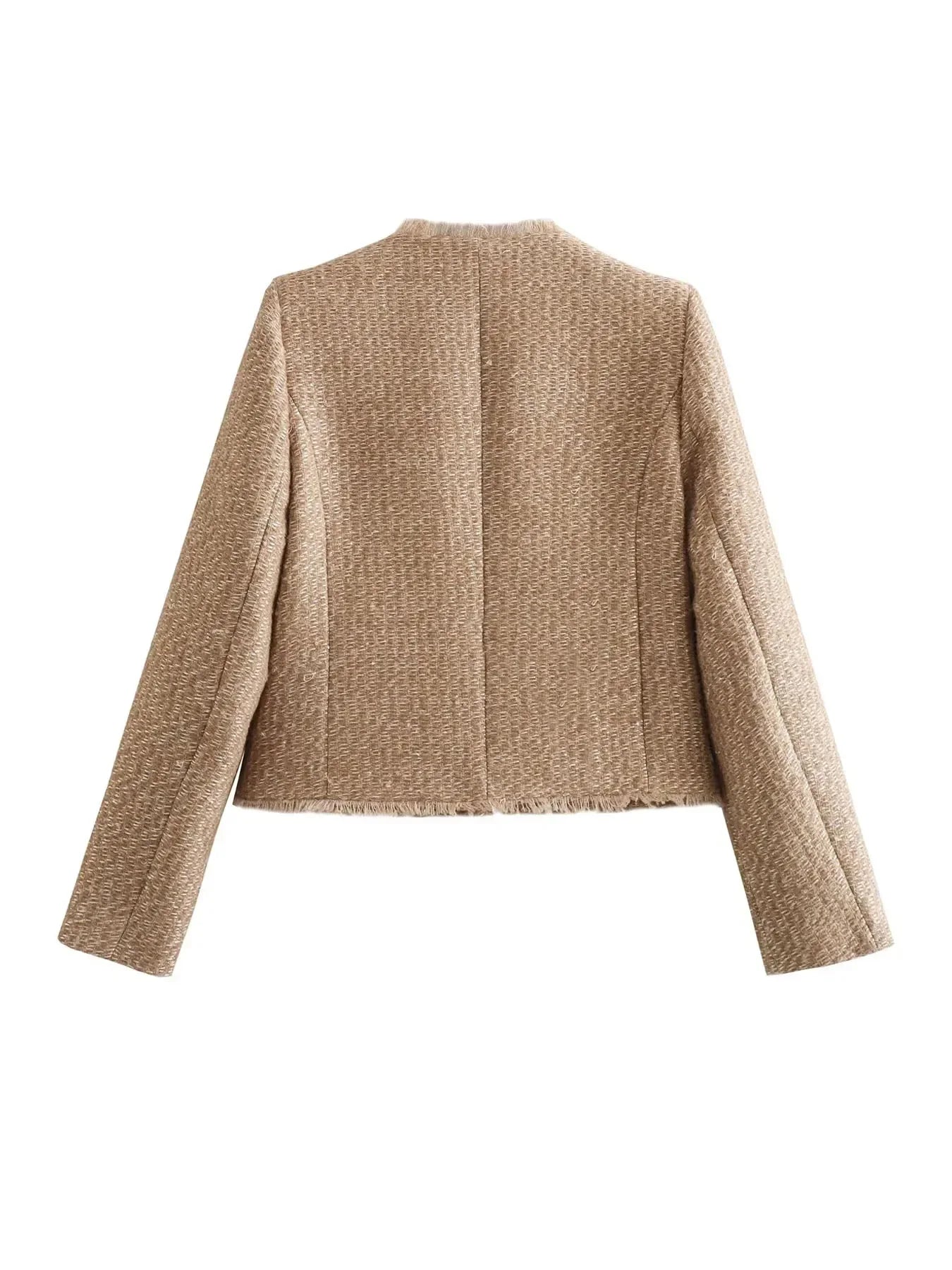 BWQ Women's Jacket Coat Tweed Cropped Jacket New in Outerwears Autumn Winter Crop jacket Woman Long Sleeve Elegant Short Coats