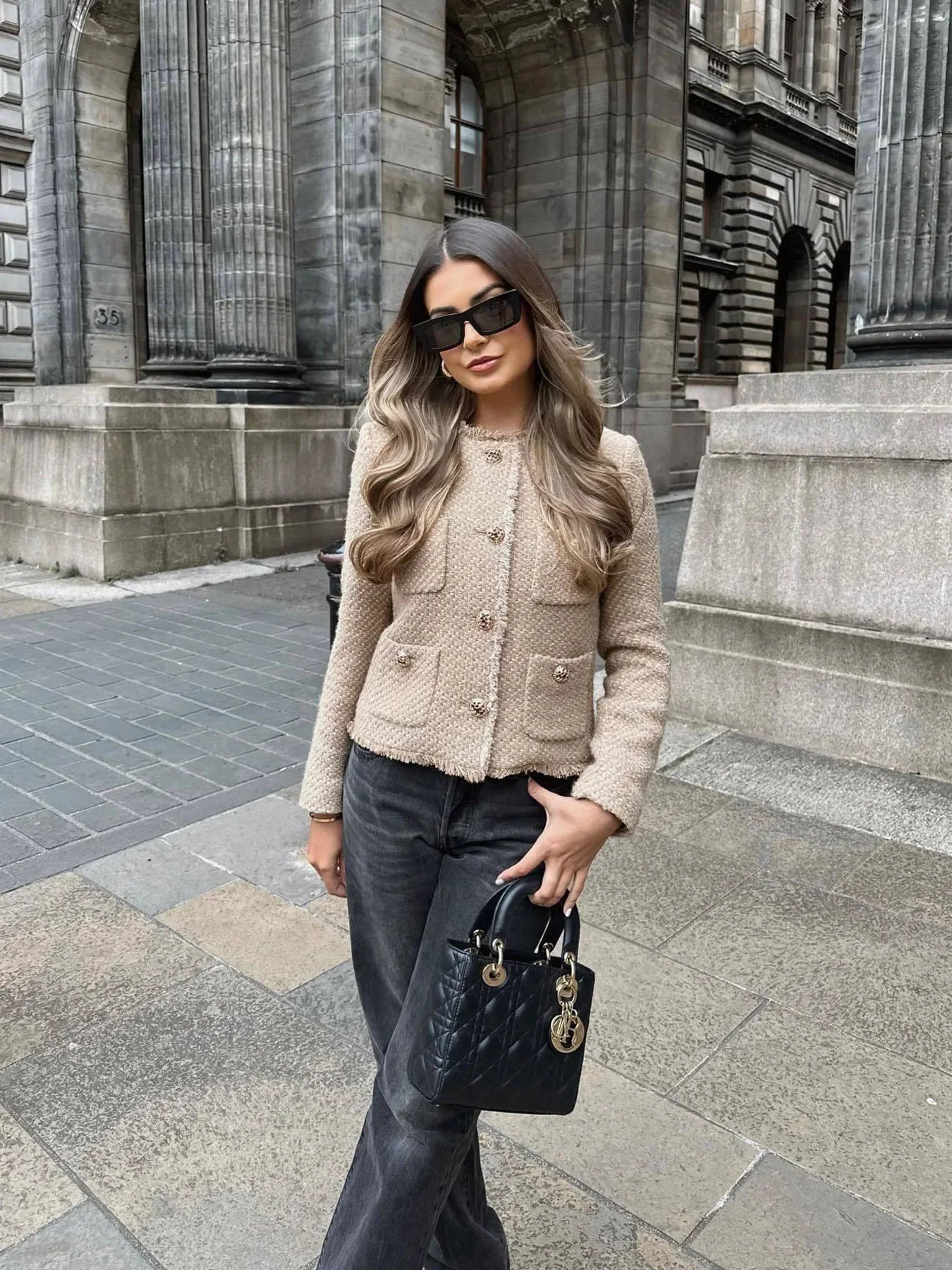 BWQ Women's Jacket Coat Tweed Cropped Jacket New in Outerwears Autumn Winter Crop jacket Woman Long Sleeve Elegant Short Coats