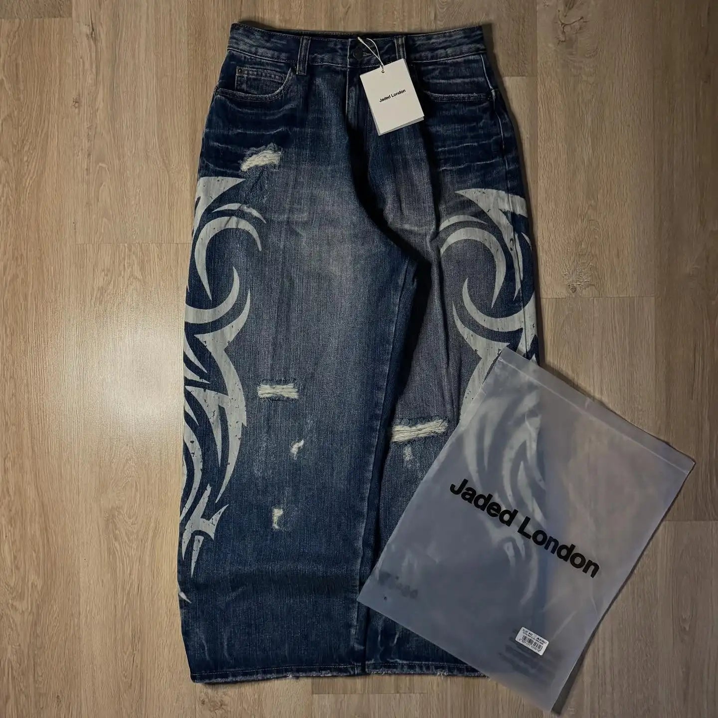 Y2K Pink Baggy Jeans Vintage Printing Pattern Washed Ripped Jeans Hip Hop Streetwear Harajuku Men Women Casual Wide Leg Jeans