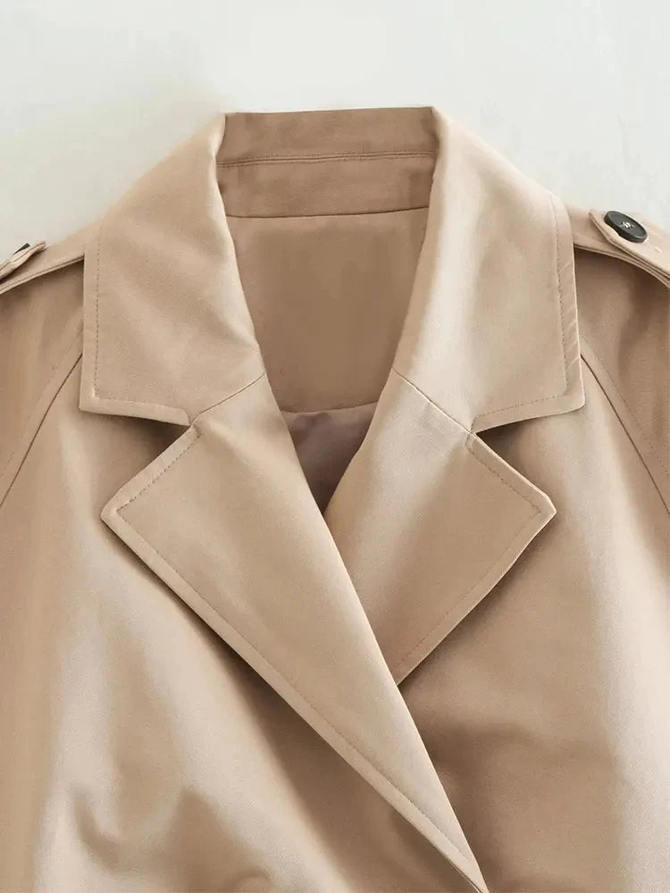 Belt Cropped Trench Spring Jacket