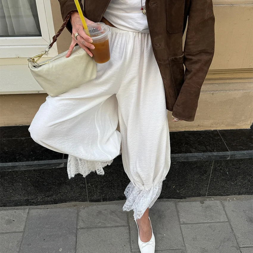 Linad Vintage Loose Lace Pencil Pants